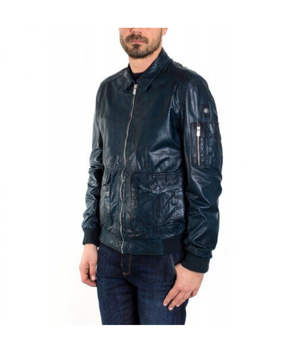 MILESTONE GIUBBINO BOMBER IN PELLE UOMO TAGLIE FORTI