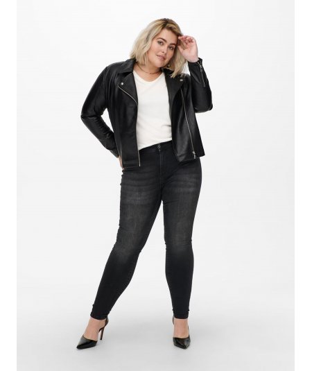 ONLY CARMAKOMA PLUS SIZES FAUX LEATHER BIKER JACKET FOR CURVY WOMAN