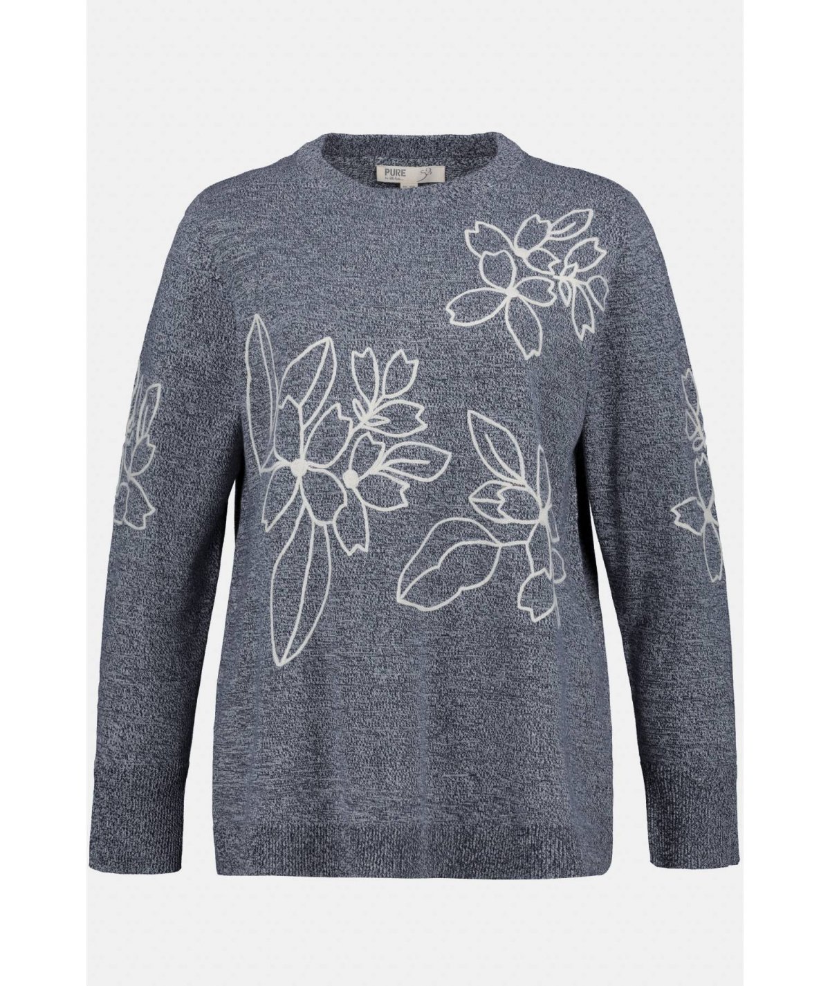 ULLA POPKEN CURVY PLUS SIZES Cotton Embroidered Floral Sweater