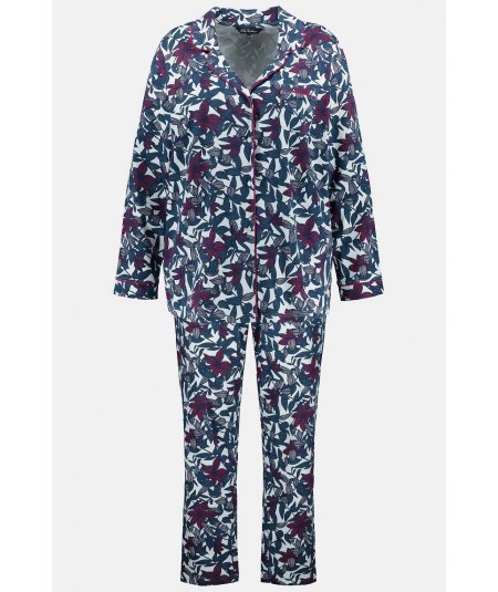 ULLA POPKEN PLUS SIZES Star Flower Button Front Knit Pajama Set
