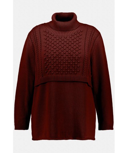 ULLA POPKEN PLUS SIZES Knit Cotton Turtleneck Sweater