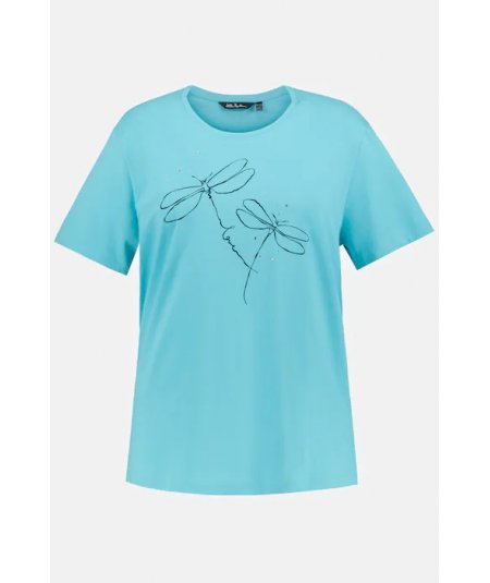 ULLA+POPKENULLA POPKEN Maglietta Corte con Pieghe Decorative Scollo Rotondo Modal T-Shirt Donna Mezze Maniche 