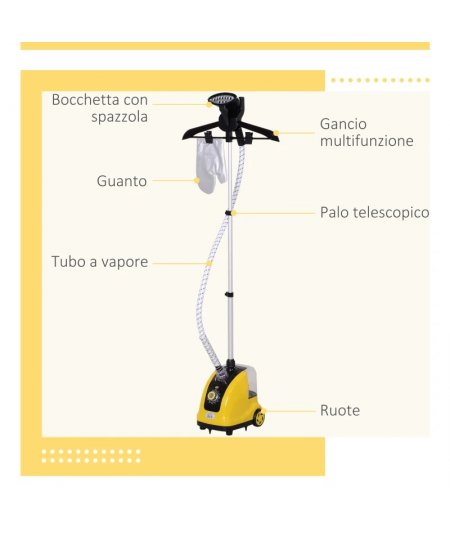 Stiratrice a Vapore Verticale Domestica Professionale 1.4L Potenza 1950W