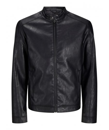 JACK&JONES GIUBBINO BIKER IN SIMIL PELLE PER UOMO E RAGAZZO TAGLIE FORTI