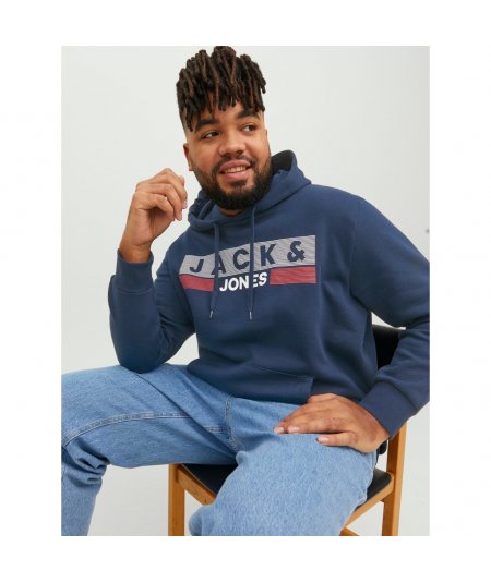 JACK&JONES FELPA CON CAPPUCCIO PER UOMO E RAGAZZO TAGLIE FORTI