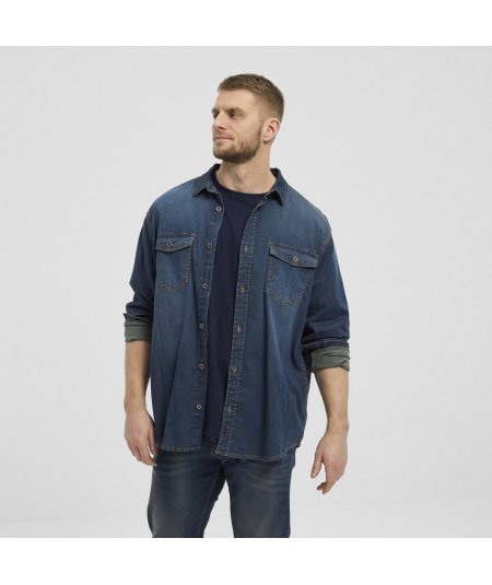 NORTH 56Denim Camicia di jeans da uomo taglie forti