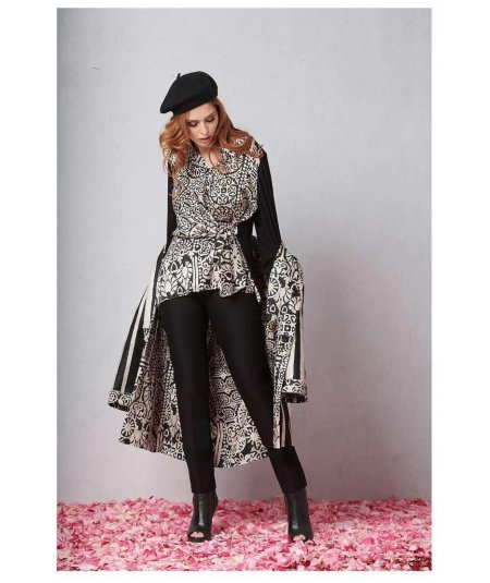 QUIIN21 . Camicia curvy con nodo da donna tglie comode