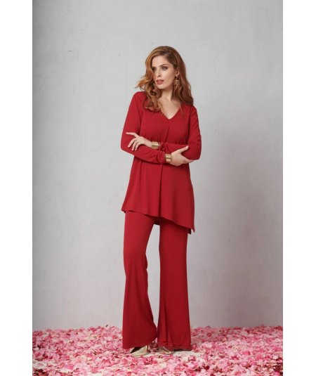 QUIIN21 . Pantalone curvy a zampa da donna taglie comode