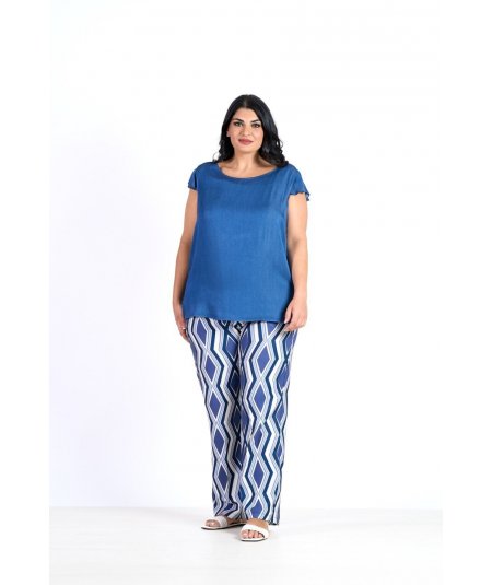 EXSY . Pantalone curvy fantasia da donna taglie comode