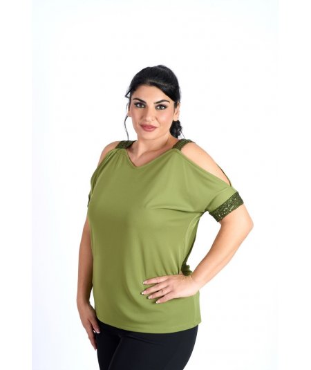 EXSY . Top curvy blusa da donna taglie comode